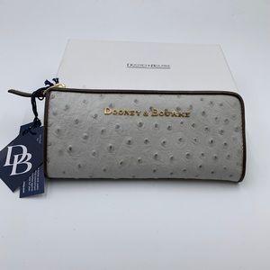 Dooney & Bourke Ostrich Emb Leather Zip Wallet NWT